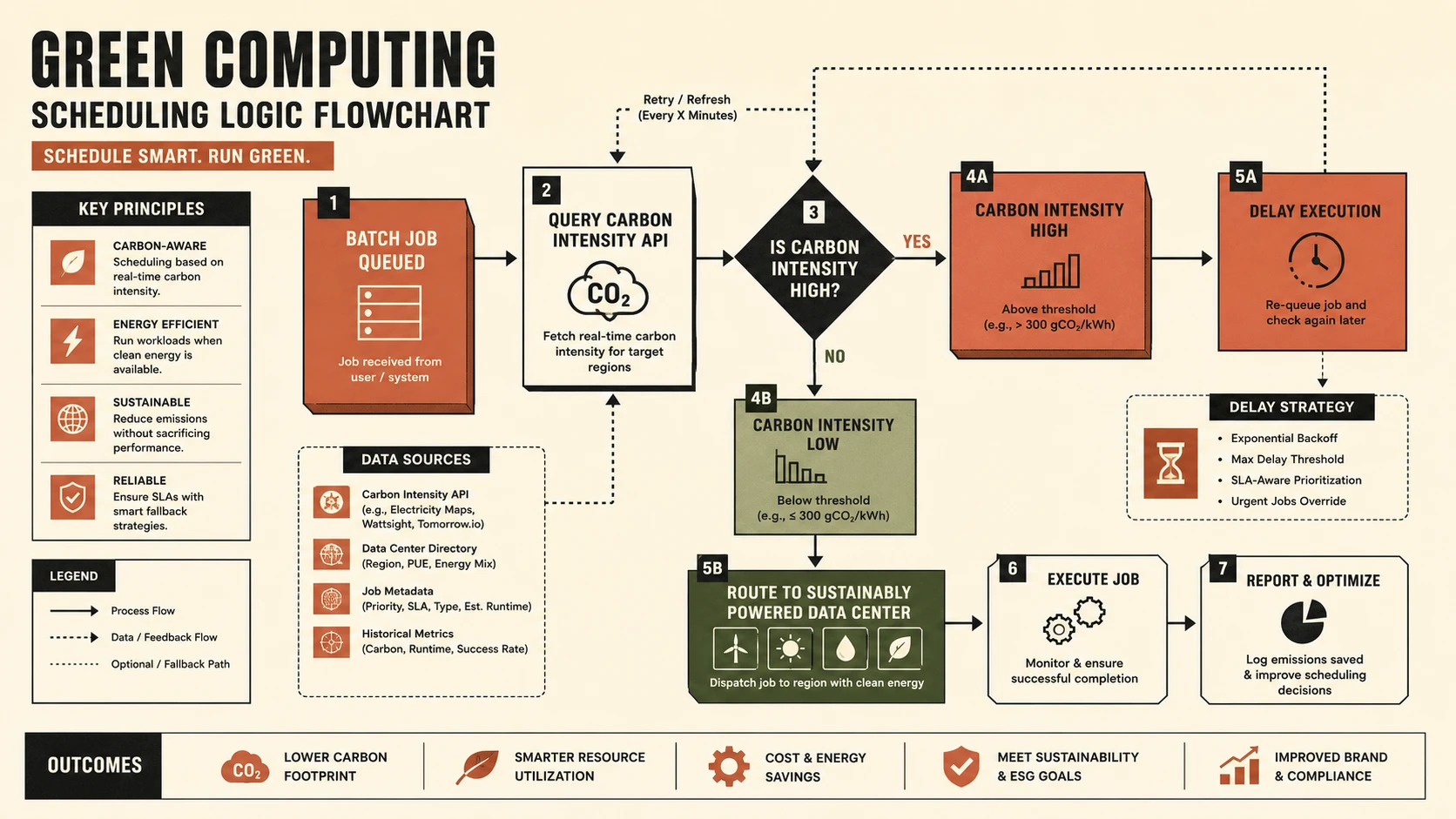 System architecture diagram and conceptual workflow layout for Green Software & Sustainable Architecture.