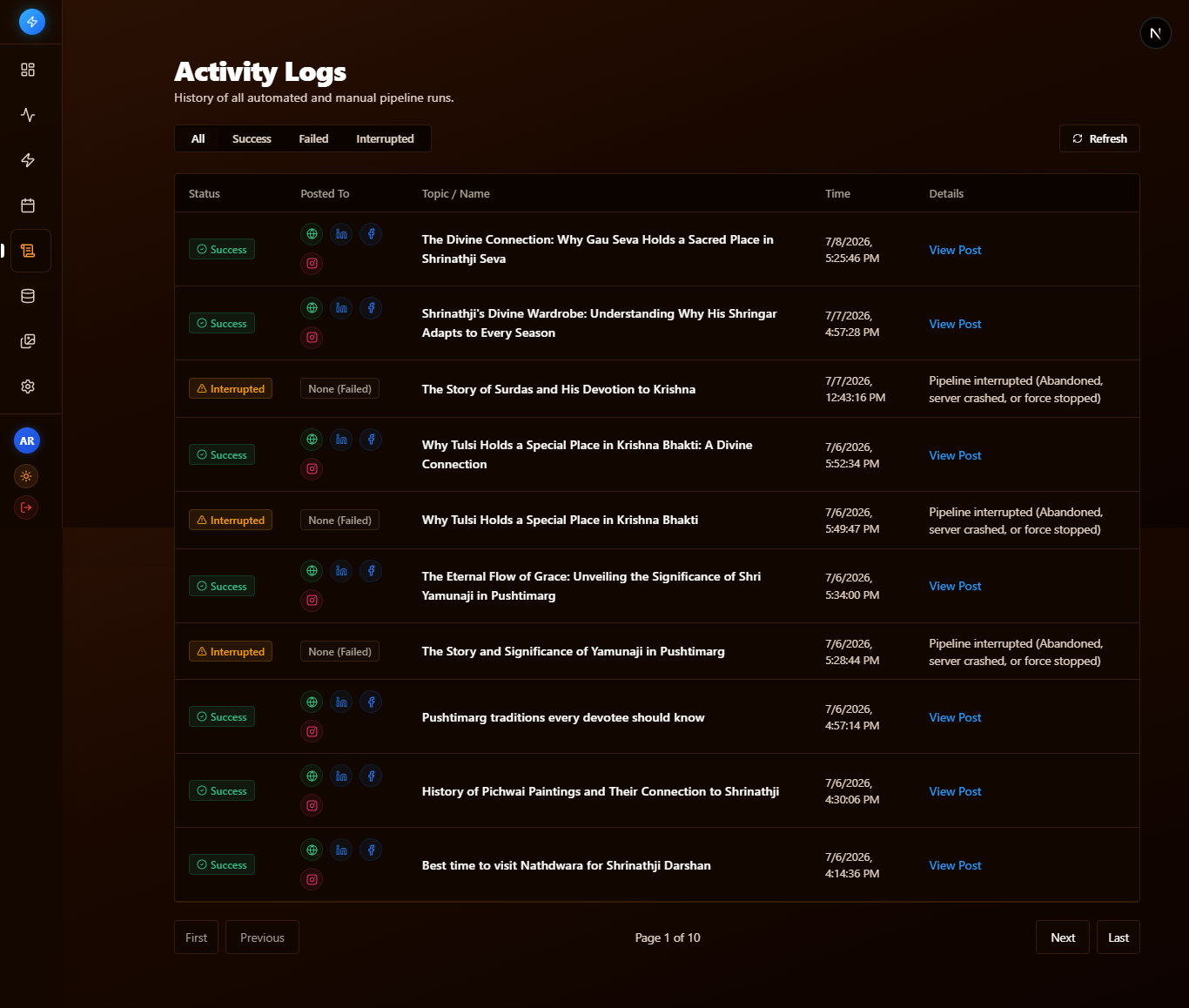Active Telemetry Runner Console Logs